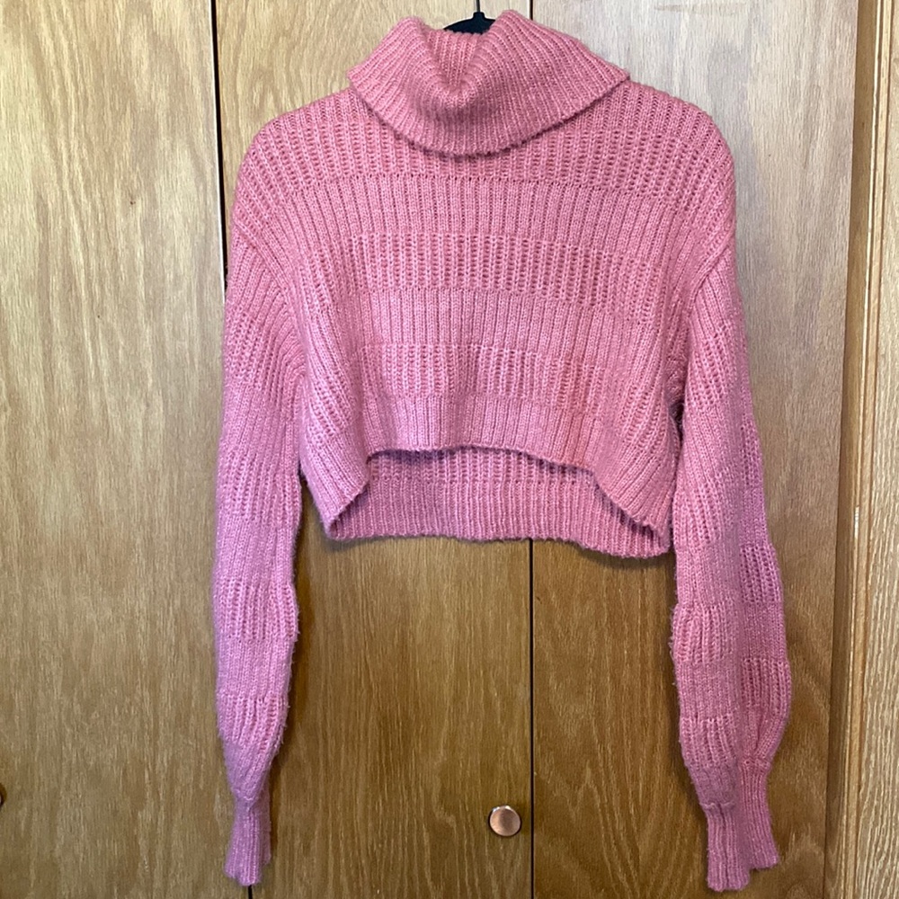 NWOT Urban Outfitters Cropped Pink Turtleneck Sweater